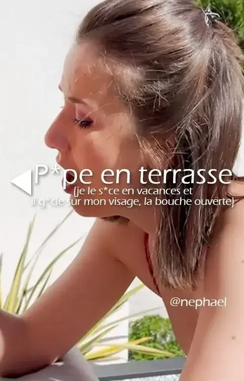Une belle pipe sur la terrasse au soleil ! dès qu'il fait beau je me sens coquine! je le suce et prends tout son sperme sur mon visage la bouche ouverte!