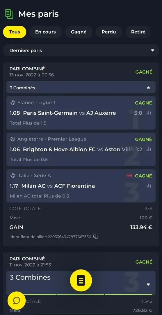 ⚽️ Montante Palier 1 !🚀 13/11/2022✅ Validé