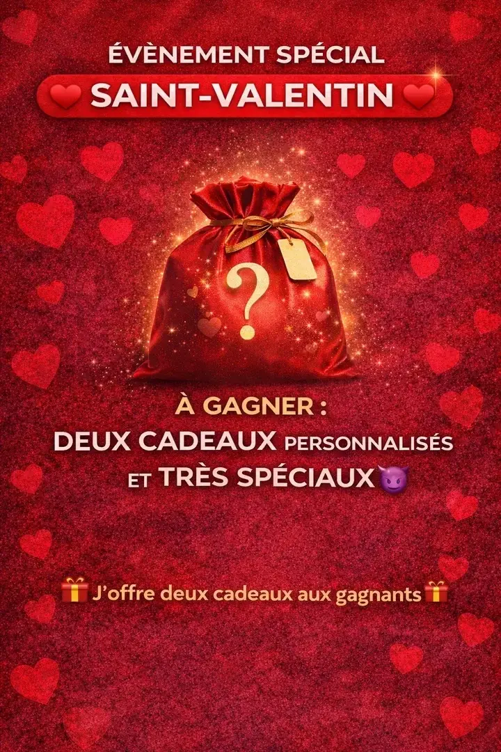 ❤️ Joyeuse Saint-Valentin ❤️Aujourd’hui, j’avais envie de te faire plaisir autrement 😈Un événement exclusif est en cours sur mon MYM…🎁 Deux cadeaux très spéciaux à gagner🔥 Et pour tous : une photo hyper sexy de moi dès l’abonnement👉 Abonne-toi👉 Regarde la vidéo spéciale Saint-Valentin👉 Trouve le code caché👉 Envoie-le moi en DM🎡 Tirage au sort lundiAlors fonce… et laisse-moi m’occuper de ta Saint-Valentin 💋