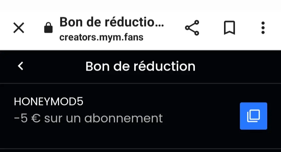 Tape ce code et tu as moins 5 euros sur mon abonnement. Valable 1 mois