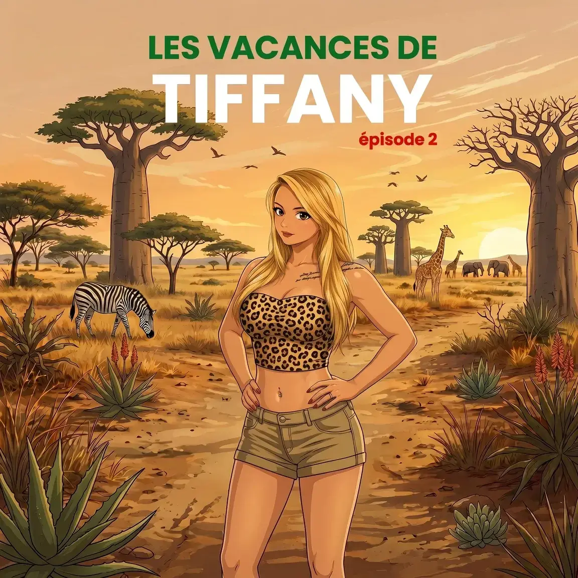 LES VACANCES DE TIFFANY - SAFARI 🦓🦁🐘Pour ce deuxième épisode de nos vacances en Afrique, nous faisons de nouveau un safari, puis on consacre une journée off en amoureux. C’est alors que je lance à Ricky le défi de me baiser dans chacune des pièces de notre Lodge, extérieur compris. Il en a même profité pour me sodomiser ! Et toi, aurais-tu relevé le défi ?