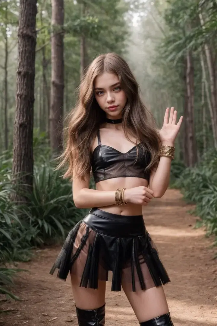 Amelie saying hi in the forest