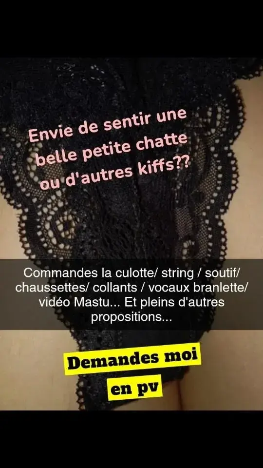 #culottesale #odeursintenses #string #mouilleUn fantasme ? Une envie'?Demandes moi ... Pas de TabooJe t'envoie tout ce que tu souhaites tu souhaites en toute discrétionDemandes moi .. propositions sur mesure et tarifs abordables