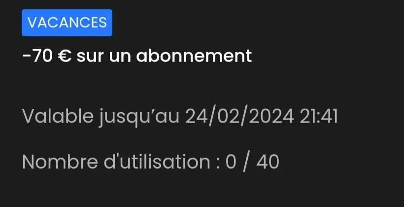 Hey pour les 40 plus rapides :Un abonnement d'un mois à 6€ avec le code promo VACANCES valable une semaineVous pouvez aussi l'utiliser pour un abonnement de six moisSi on arrive à 50 abonnés j'offrirai à chacun d'entre vous un abonnement de deux semaines gratuites