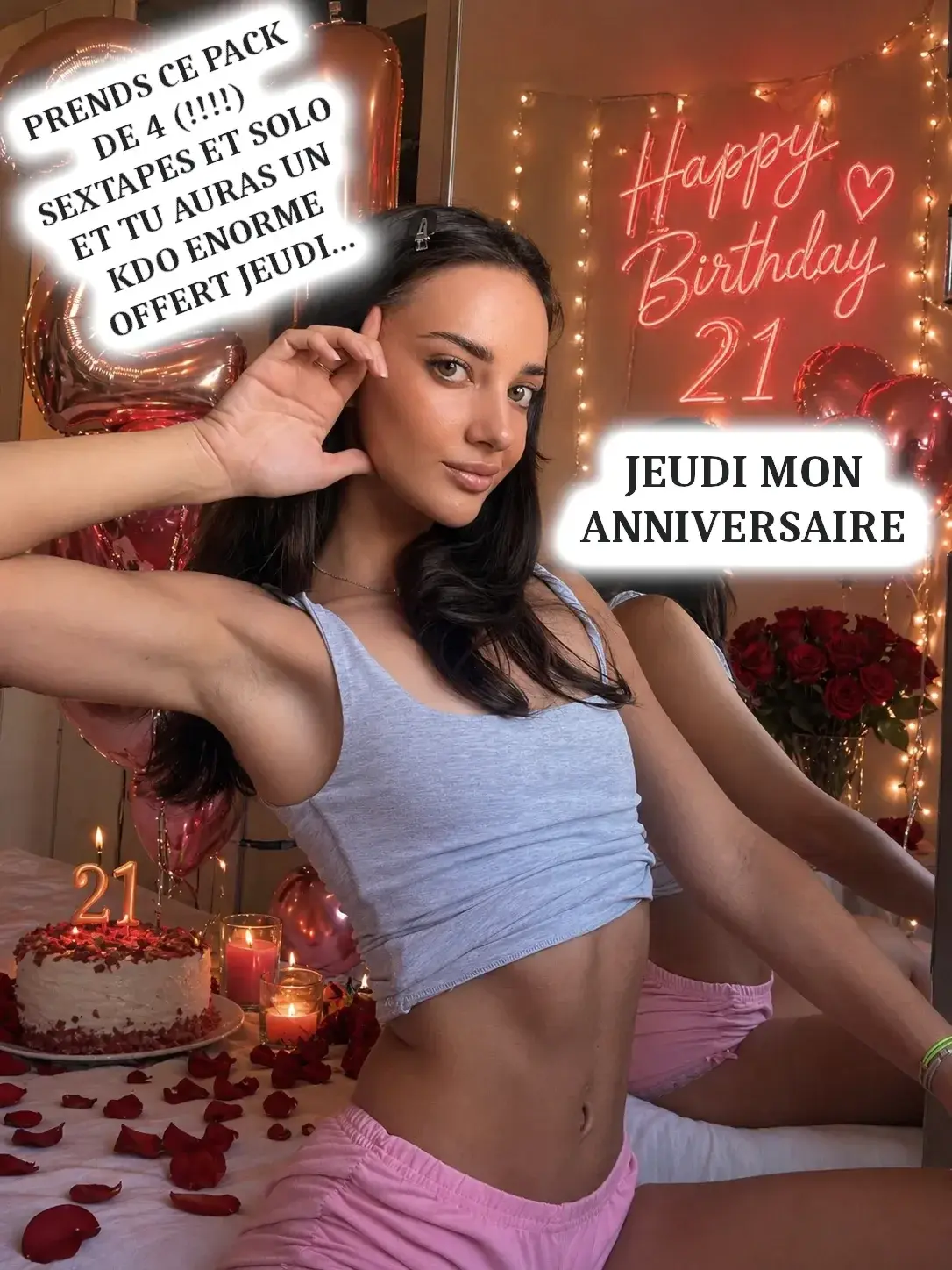 Leak & nude MYM — petite-gaby : « Pour tous les abonnés je viens d'envoyer un message :)Et sinon vous pouvez retrouver ce pack d'anniversaire dans MES MEDIAS sur mon profil :) » (MYM)