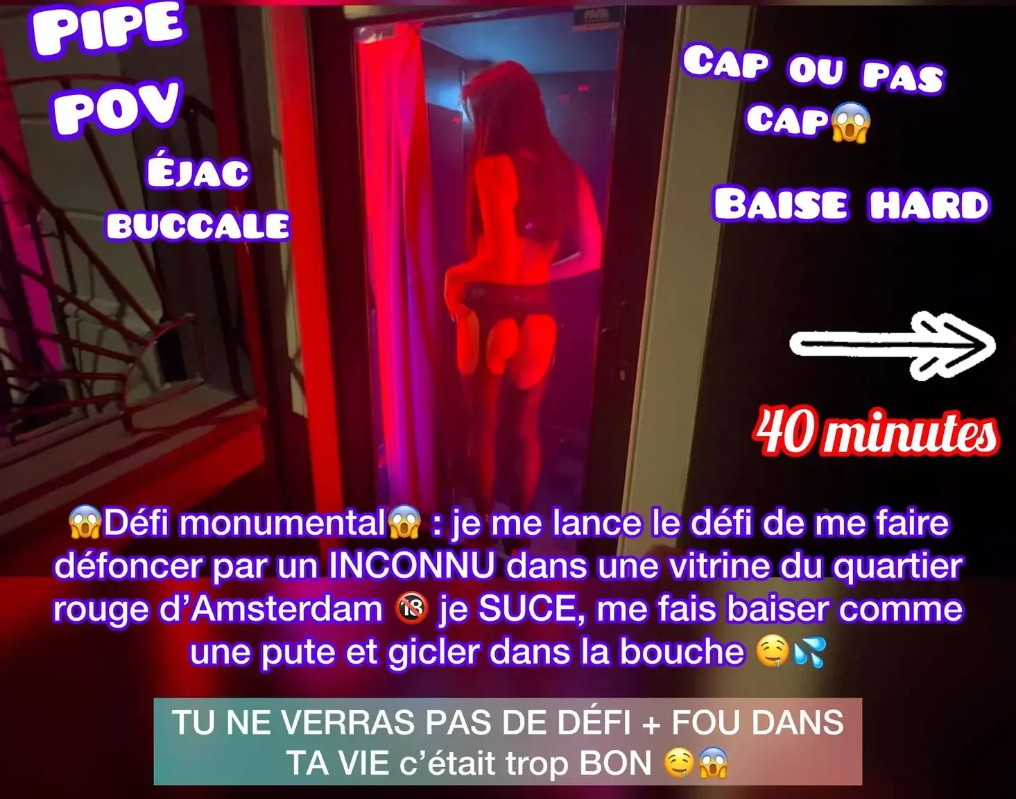 Leak & nude MYM — jeweln_22 : « Ton abo/réabo à 1 EURO code PORNO ou JEWELNRejoins-moi vite pour matter cette folie !! 😱 Cap ou pas cap : dans une vitrine du quartier rouge d’Amsterdam😱J’ai réussi à faire une DINGUERIE monumentale,j’hallucine encore de ce que j’ai fait:tu ne verras pas ça 2 fois dans ta vie🥵De passage seule là-bas,je me lance le défi de vider des couilles🤤j’ai réalisé l’un de mes fantasmes les plus fous et le tien🔞Me retrouver dans une vitrine,avec une foule immense qui veut te🍆..J’ai fait ma videuse de couilles à la perfection🔞🤤🍆😱 En totale immersion dans ma chatte et ma bouche de sal*pe j’ai tout filmé pour toi c’était HARD! J’ai été la plus ch*enne de toutes c’était fou !! J’ai adoré 🙈 Tu es le prochain ?! 🤤 » (MYM)