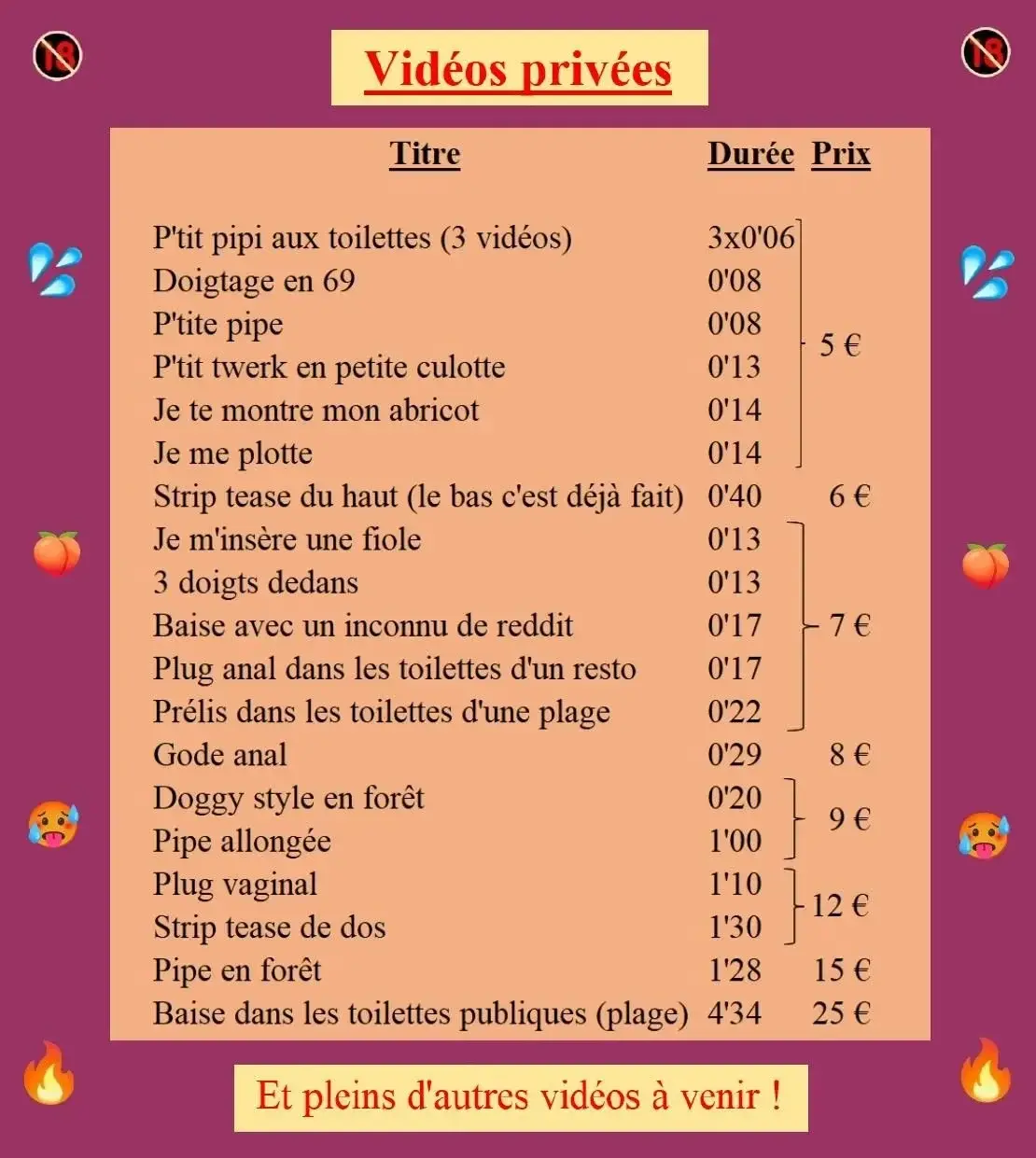 Voici la liste de mes vidéos privées 🔥 envoyé moi juste un petit message si vous en voulez une pour vous faire du bien 🥵