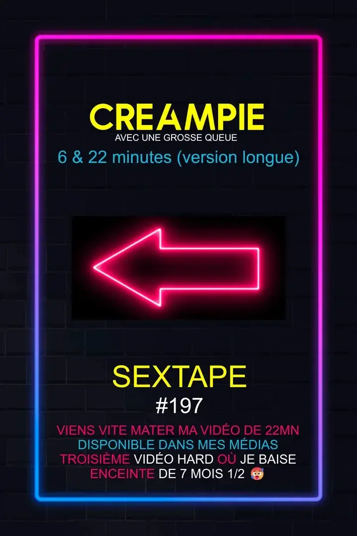 Coucou mon chéri ! 💛Ce soir viens mater ma dernière vidéo (version longue) de 22mn (où je suis enceinte de 7 mois 1/2). Une scène HARD que tu vas adorer 🥵 Une vidéo où je baise avec une grosse queue 🍆 qui me gicle tout son sperme dans la chatte 💦 J'adore les creampies 😋 Tremblements garantis ⚡ à ce soir 💛Encore 48H pour profiter de ta remise ▶️ -50% avec le code ▶️ MARS50