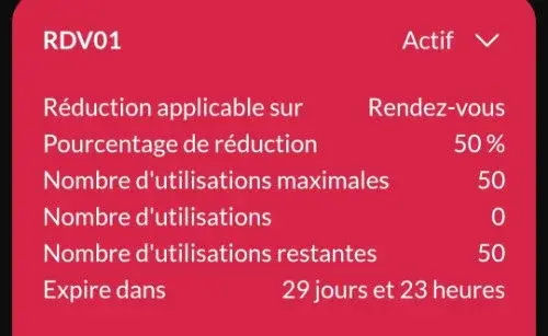 Unique et exclusif réduction exceptionnelle sur les rendez-vous 