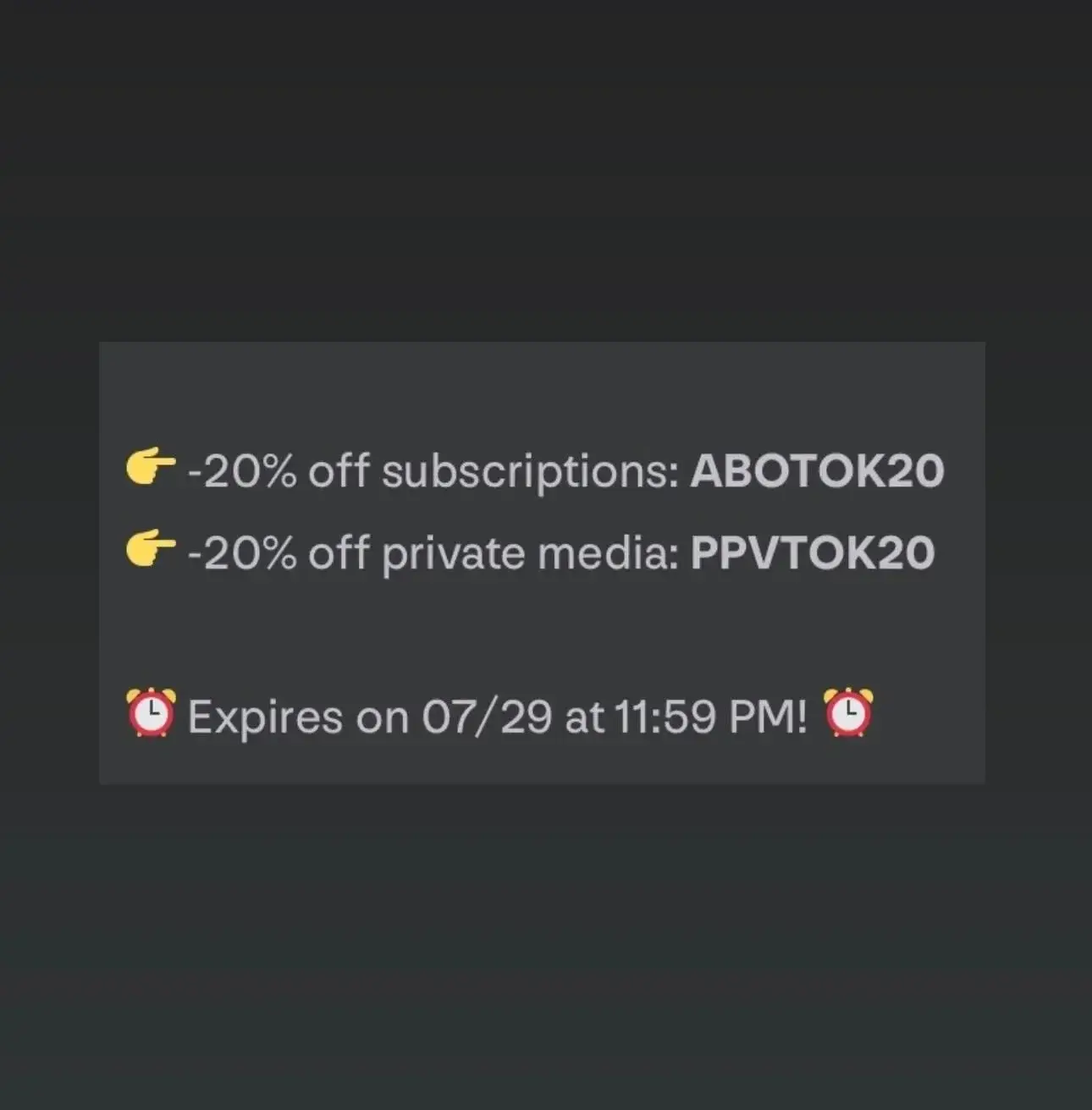 Current discount codes 😏