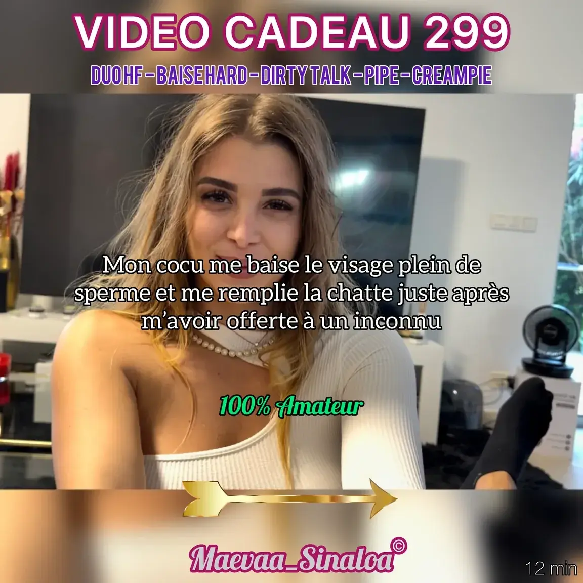 Leak & nude MYM — maevaa_sinaloa : « Nouvelle vidéo de 12 min mes coquins 🔥 Mon cocu me baise le visage plein de sperme 😍 et me remplie la chatte juste après m'avoir offerte à un inconnu 🤤 » (MYM)
